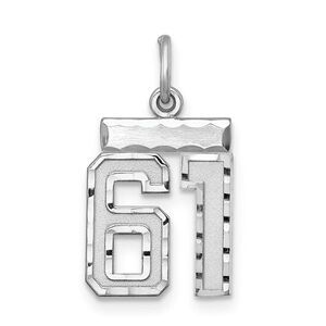 Sterling Silver, Varsity Collection, Small D/C Pendant, Number 61